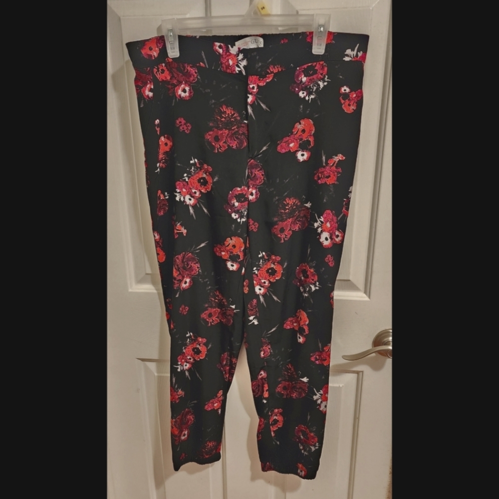 Black Floral Pants